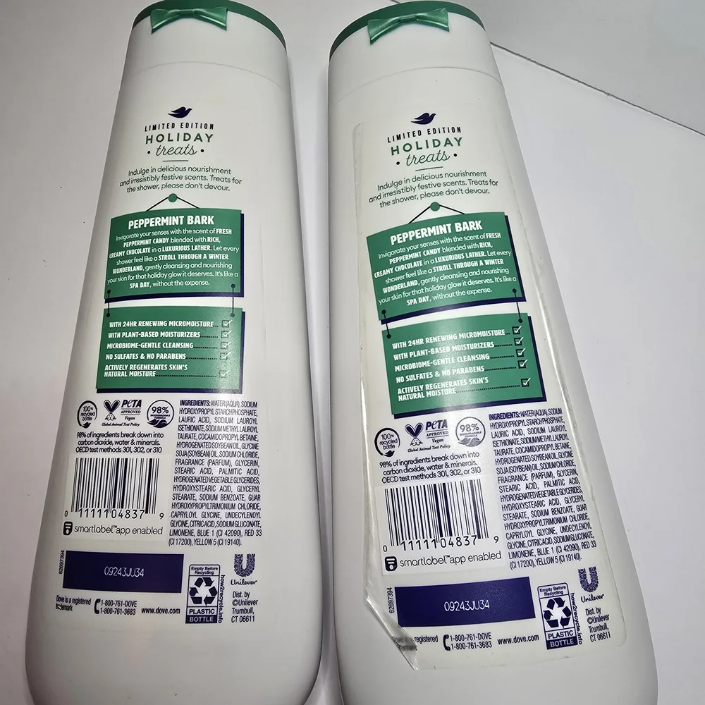 Dove Holiday Treats Peppermint Bark Deep Nourishing Body Wash - White & Green - Picture 2 of 2